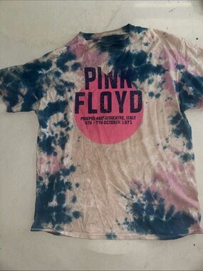 Womens Size XL Pink Floyd Tie-Dye Tee in Pink, Navy & Beige